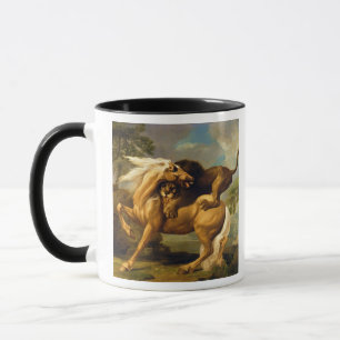 Caneca George Stubbs   um leão que ataca um cavalo,