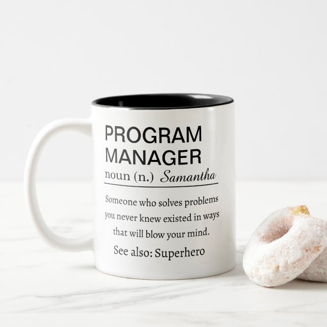 Caneca Gerente de Programa Personalizado Divertido Defini (Com Donut)