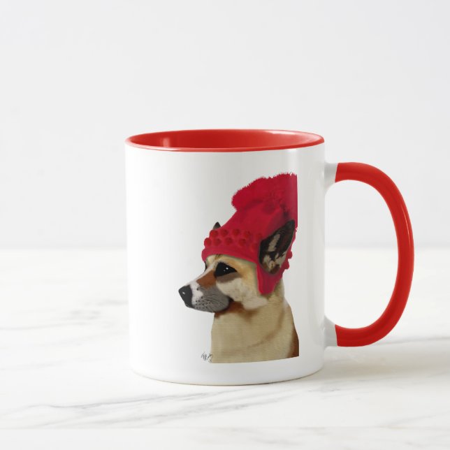 Caneca German shepherd em Red Wooly Hat (Direita)