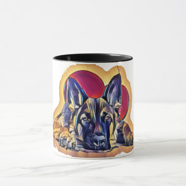 Caneca German shepherd preto-e-rosa (Centro)