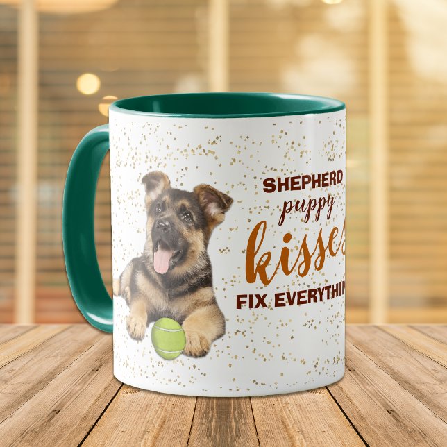 Caneca German shepherd Puppy Kisses Corrigir Tudo (Criador carregado)