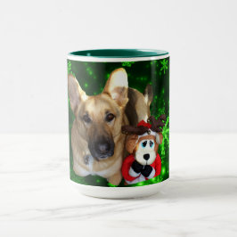 Caneca German shepherd Toy Reindeer Green Flocos de neve