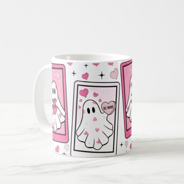 Caneca Ghost Bae – Xícara de Café Fofo e Assustado (Frente Esquerda)