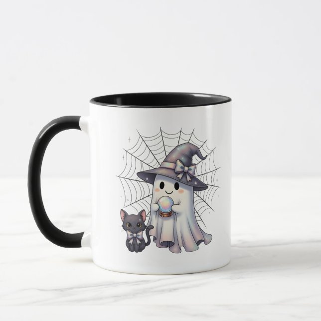 Caneca Ghost Bruxa Negra Negra Gato Bonita, Halloween (Esquerda)