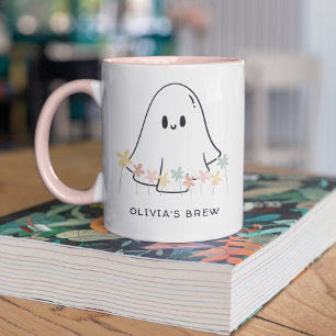 Caneca Ghost Floral Bonito Halloween