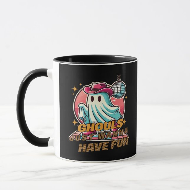 Caneca Ghouls Só Quer Divertir-Se Com Design De Disco Par (Esquerda)