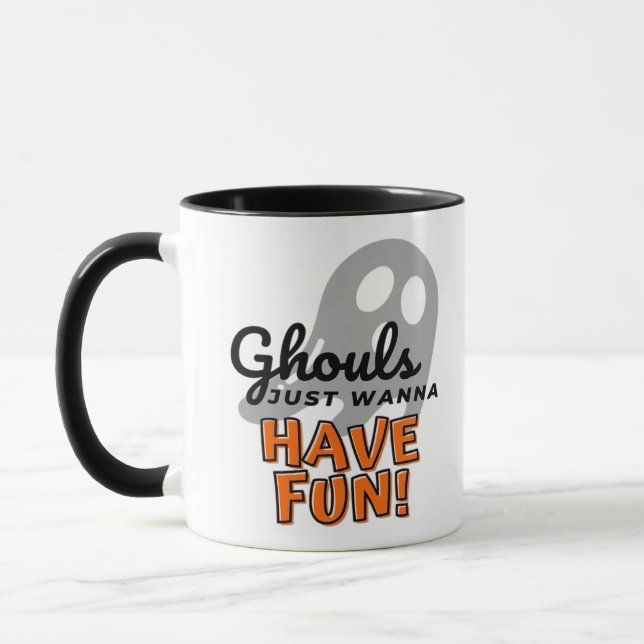 Caneca Ghouls Só Quer Se Divertir (Cinza) (Esquerda)