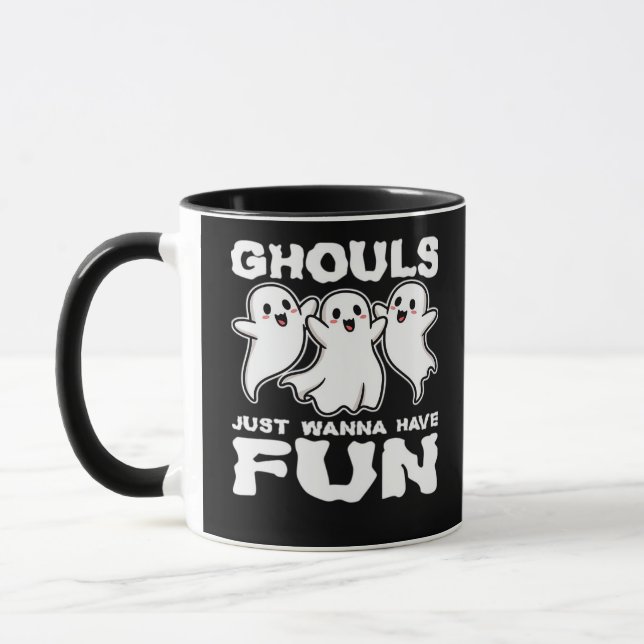 Caneca Ghouls Só Quer Se Divertir - Presente De Halloween (Esquerda)