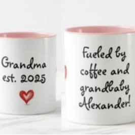 Caneca Gift For Grandma, Personalized with Name & Year  