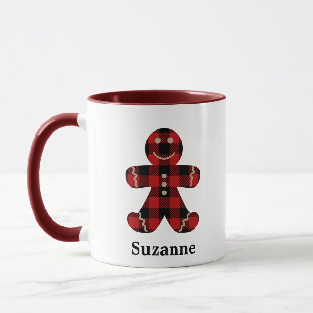 Caneca Gingerbread Man Monograma Xadrez de Buffalo (Esquerda)