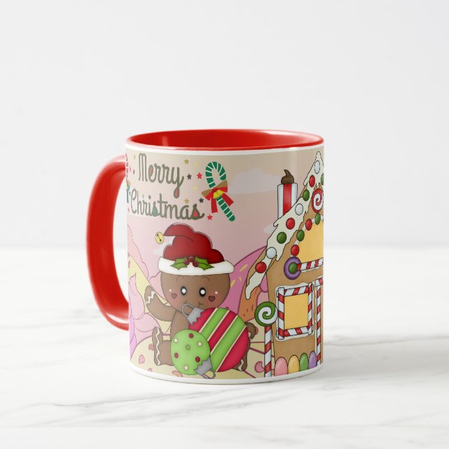 Caneca Gingerpão de Natal bonito (Frente Esquerda)