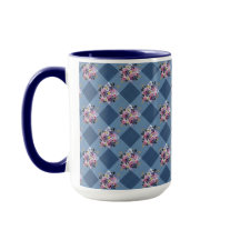 Gingham Azul e País Floral Azul Roxo