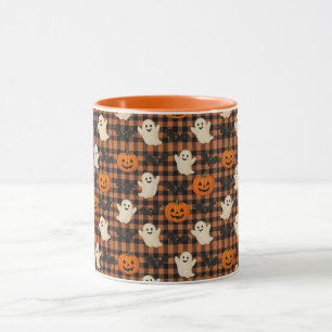 Caneca Gingham, morcegos de abóbora-fantasma