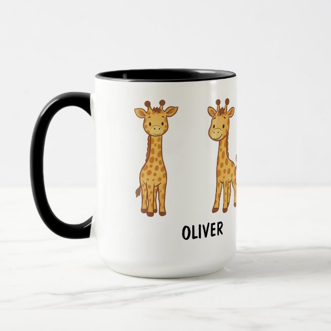 Caneca Girafa Fofa Desenhada à Mão Personalizada (Esquerda)
