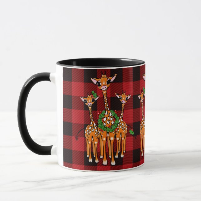 Caneca Girafas de Natal, tartã vermelha, mortes sagradas (Esquerda)