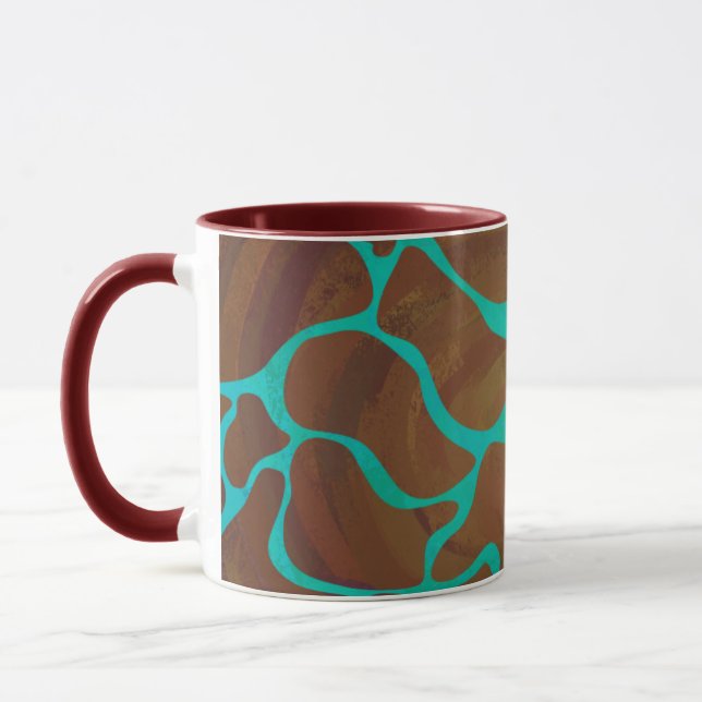 Caneca Giraffe Brown e Teal Impressão (Esquerda)