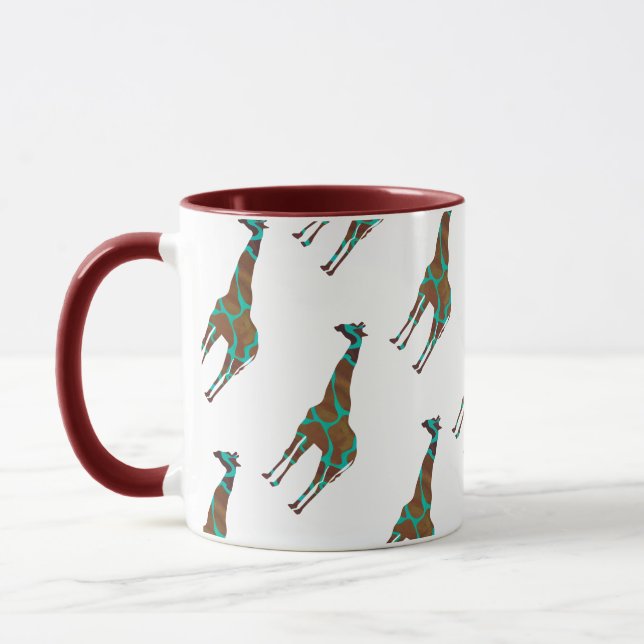 Caneca Giraffe Brown e Teal Impressão (Esquerda)