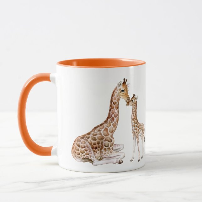 Caneca Giraffe Mãe Bebê Watercolor (Esquerda)