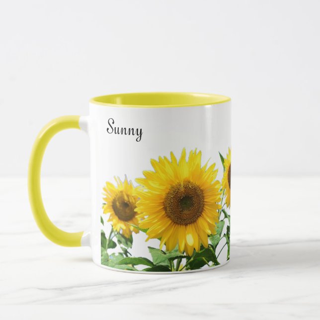 Caneca Girassóis Amarelos Ensolarados e Caligrafia (Esquerda)