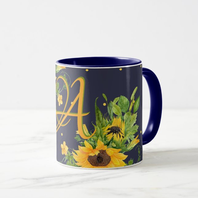 Caneca Girassóis monogamados Blue Yellow Decor Modern (Frente Esquerda)