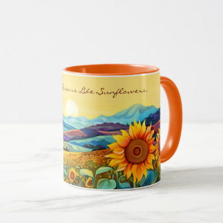 Caneca Girassóis Vally Watercolor Painting | Café de arte