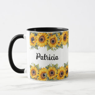 Caneca Girassóis vibrantes Floral Amarelo Moderno