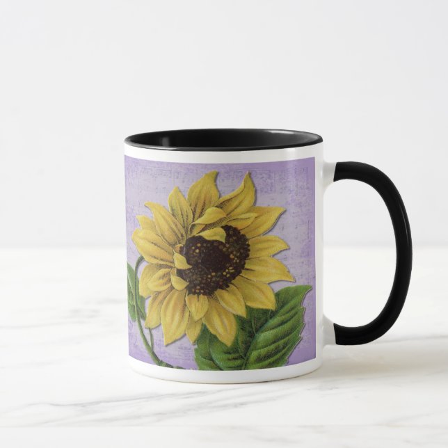 Caneca Girassol bonito na partitura (Direita)
