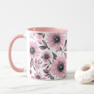 Caneca Girassol Floral Rosa