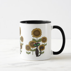 Caneca Girassol Gato Preto