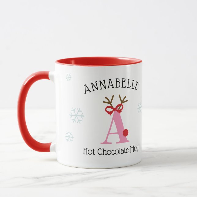 Caneca Girls Personalized Reindeer A Hot Chocolate Mug (Esquerda)