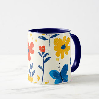 Caneca Giz e Flores de Borboleta