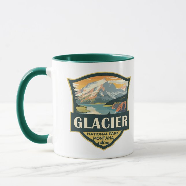 Caneca Glacier National Park Illustration Viagem Vintage (Esquerda)