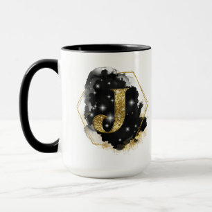 Caneca Glam Glitter Dourado Monograma J