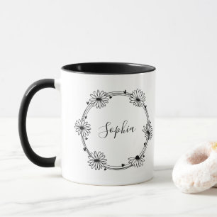 Caneca Glamourous elegante preto e branco monograma