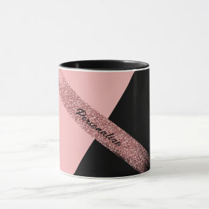 Caneca Glicma Chic Personalizada com Glitter Preto Rosa E