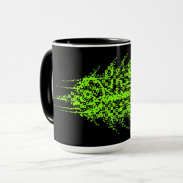 Caneca Glitch Pixel Code Peixe  (Frente Esquerda)