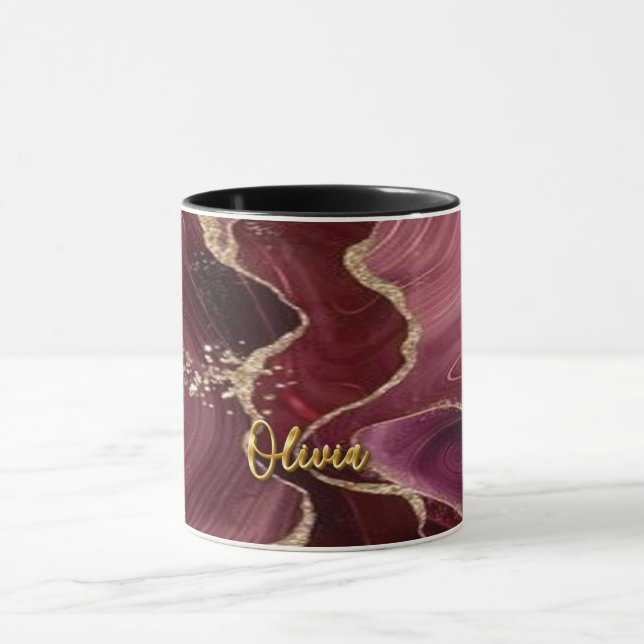 Caneca Glitter Dourado Burgundy 01 Ouro 3D Texto Personal (Centro)