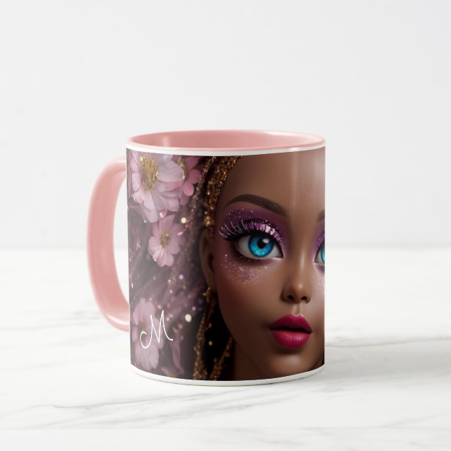 Caneca Glitter e Flores de Bonecas Esparsas (Frente Esquerda)