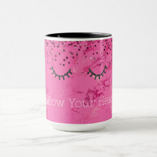 Caneca Glitzy Black Eyelashes Rosa Marble Glitz