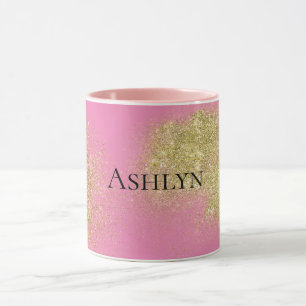 Caneca Glitzy Dourada rosa