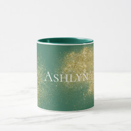 Caneca Glitzy Dourado verde