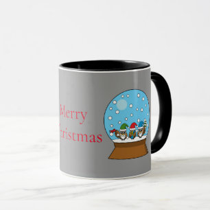 Caneca Globo de Neve com Três Corujas Gnomo