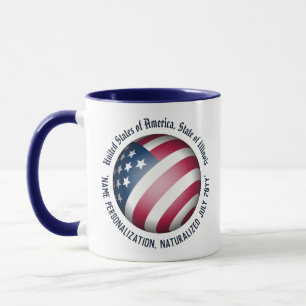 Caneca Globo de Sinalizador Patriótico dos EUA Personaliz