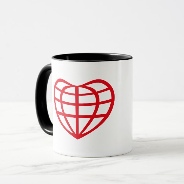 Caneca Globo Terrestre em Forma de Coração Amor (Frente Esquerda)