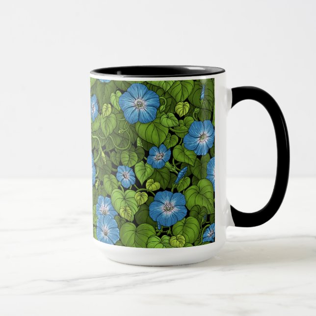 Caneca Glória da manhã em azul e verde (Direita)
