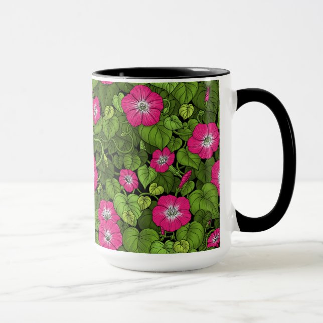 Caneca Glória da manhã em rosa e verde (Direita)