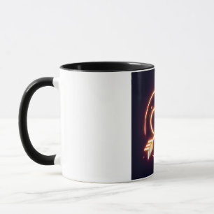Caneca glowing image of a heart with cupid's arrow