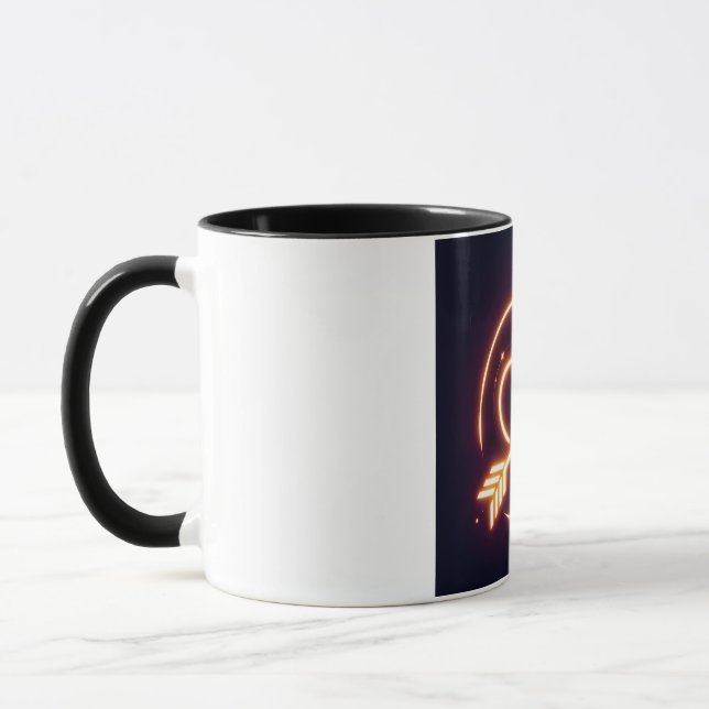 Caneca glowing image of a heart with cupid's arrow (Esquerda)