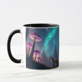Caneca Glowing Mushroom Forest Fox Fantasy Art