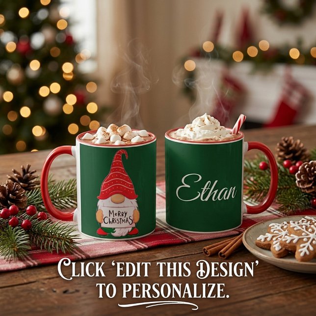 Caneca Gnome de Natal personalizado (Criador carregado)
